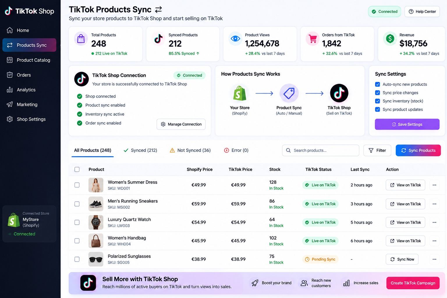 TikTok Products Sync